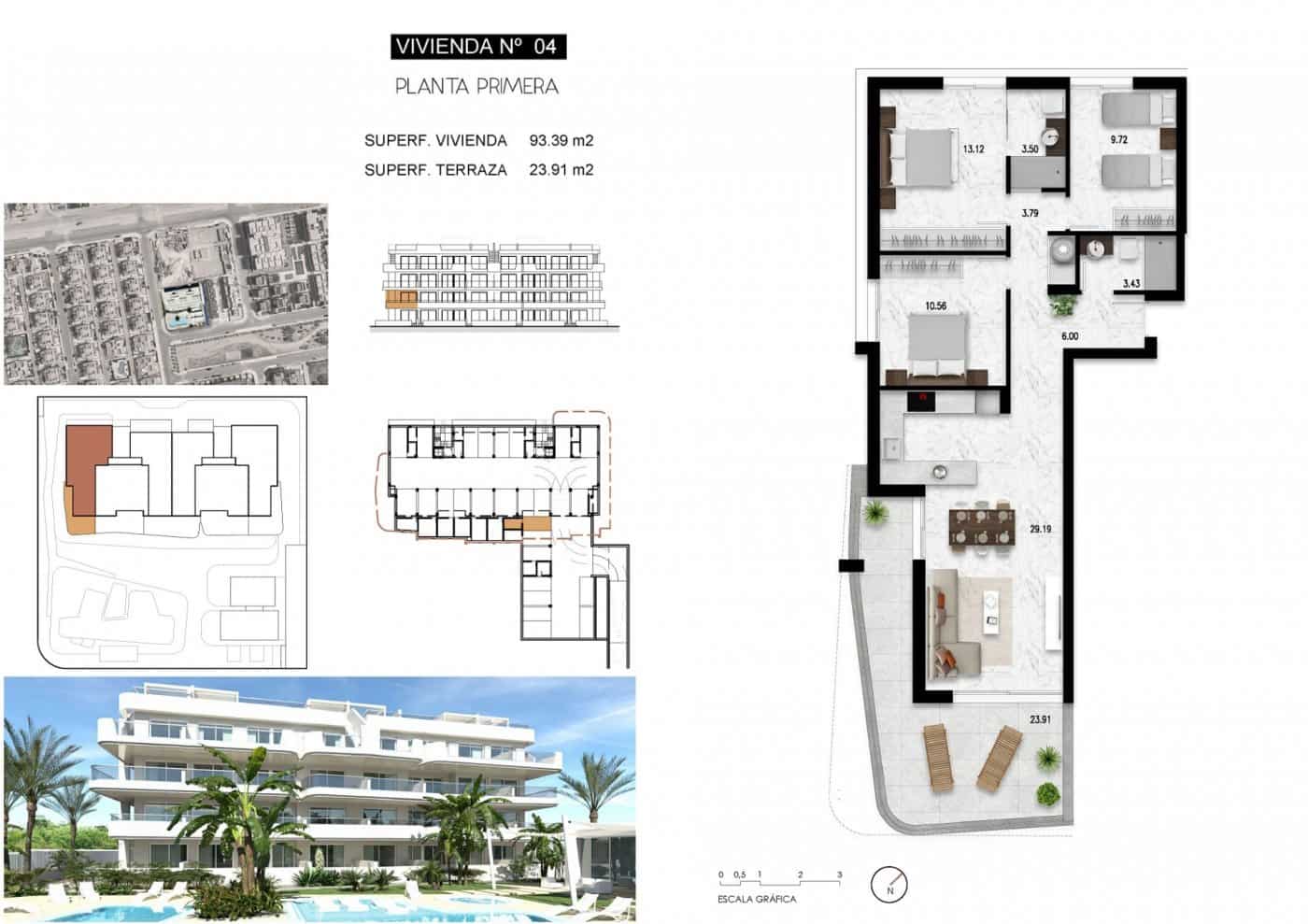3 sypialnia Apartament na sprzedaż w Orihuela Costa z basenem garażem - 398 800 € (Ref: 7436543)