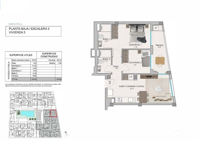 2 slaapkamer Appartement te koop in Santa Pola met zwembad garage - € 260.000 (Ref: 8371132)