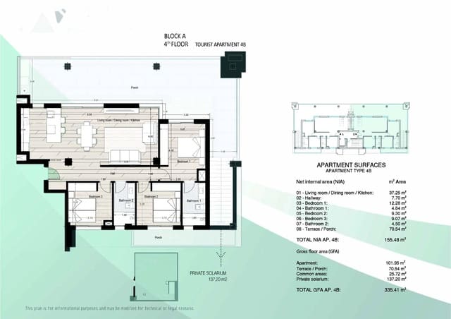 3 sovrum Takvåning till salu i Los Narejos, Los Alcázares med pool - 419 900 € (Ref: 8666564)