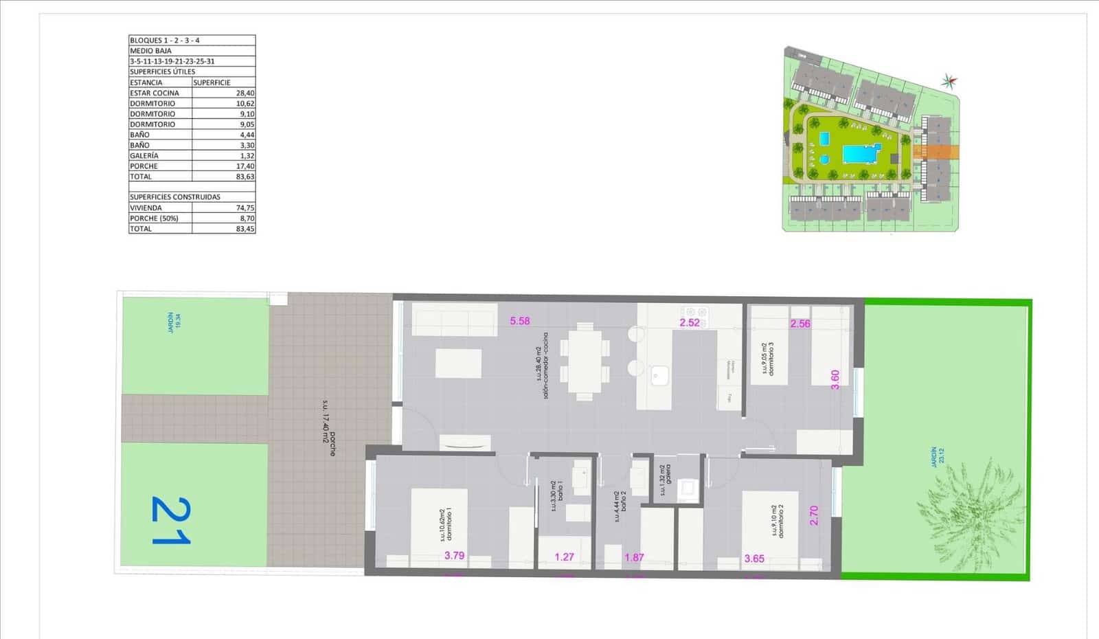 3 chambre Bungalow à vendre à Pilar de la Horadada avec piscine - 295 000 € (Ref: 8792851)