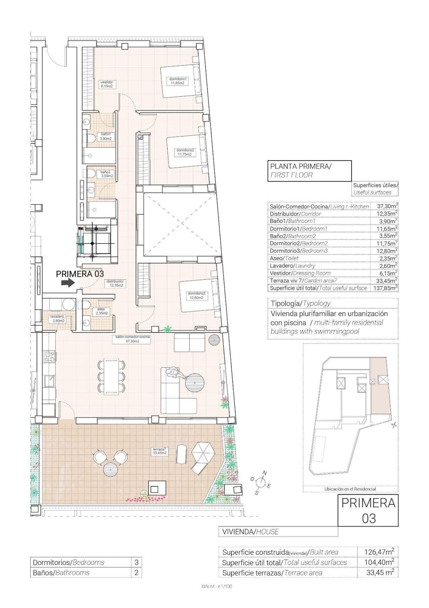 3 soverom Leilighet til salgs i Hondon de las Nieves med svømmebasseng - € 280 000 (Ref: 8888395)