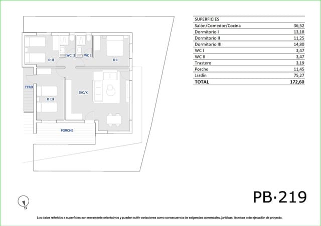 3 slaapkamer Bungalow te koop in San Miguel de Salinas met zwembad - € 264.900 (Ref: 9884955)