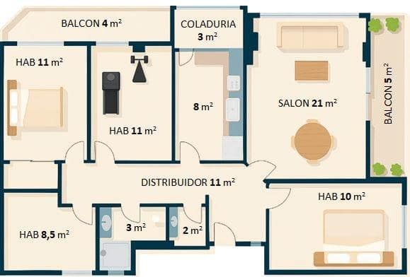 4 Zimmer Wohnung zu verkaufen in Palma de Mallorca mit Garage - 460.000 € (Ref: 9449061)