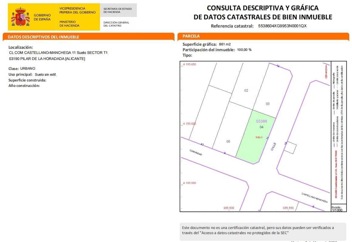 Byggegrund til leje i Pilar de la Horadada - € 1.000 (Ref: 9895322)