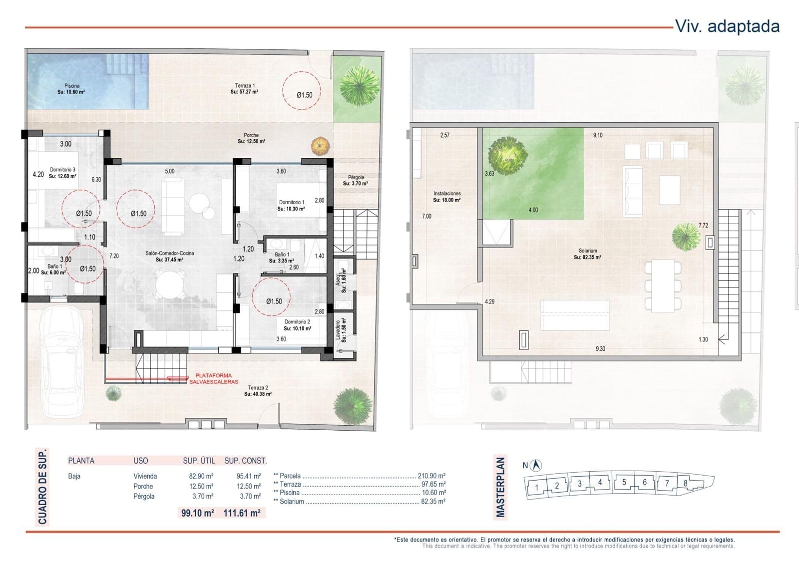 3 sypialnia Willa na sprzedaż w Torre-Pacheco z basenem garażem - 329 900 € (Ref: 9907566)