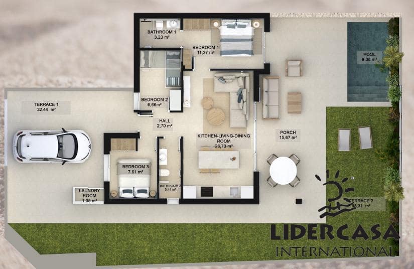 3 soveværelse Rækkehus til salg i Pilar de la Horadada med swimmingpool garage - € 388.000 (Ref: 9450780)