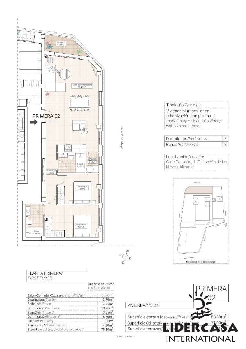 2 makuuhuone Huoneisto myytävänä paikassa Hondon de las Nieves mukana uima-altaan 
autotalli - 205 000 € (Ref: 9450806)