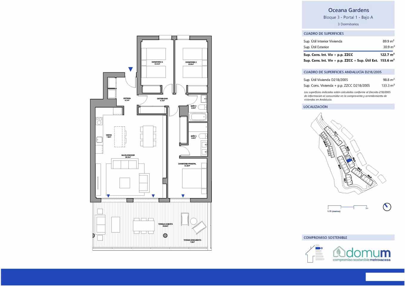 3 makuuhuone Asunto myytävänä paikassa New Golden Mile mukana uima-altaan 
autotalli - 391 000 € (Ref: 9613923)