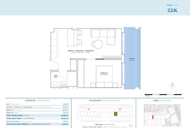 Piso de 1 habitación en Mijas Costa, Mijas en venta con piscina garaje - 238.900 € (Ref: 9636124)