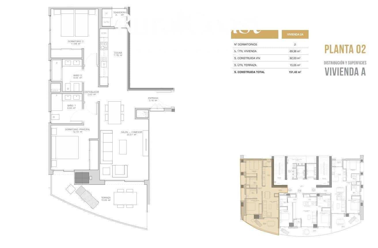 2 soverom Leilighet til salgs i Benidorm med svømmebasseng garasje - € 1 290 000 (Ref: 7533282)