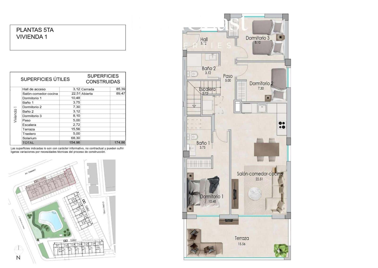 2 slaapkamer Penthouse te koop in Santa Pola met zwembad garage - € 420.000 (Ref: 8383992)