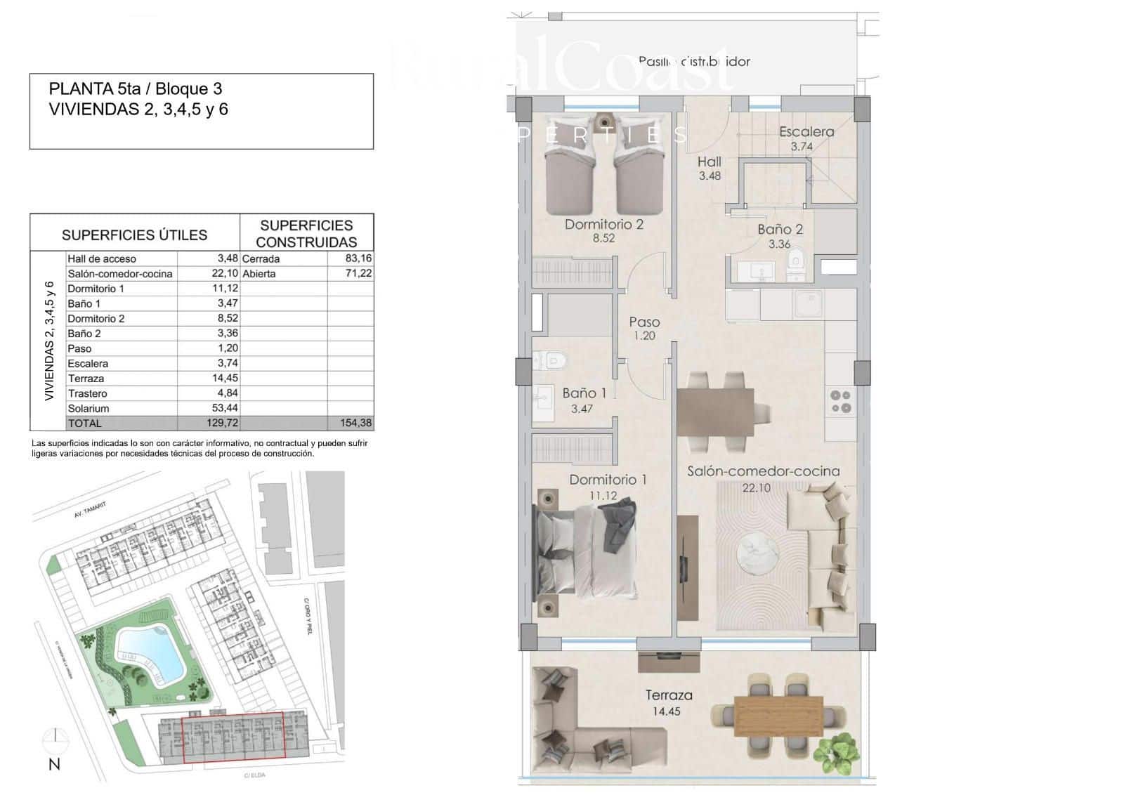 2 slaapkamer Penthouse te koop in Santa Pola met zwembad garage - € 420.000 (Ref: 8383992)