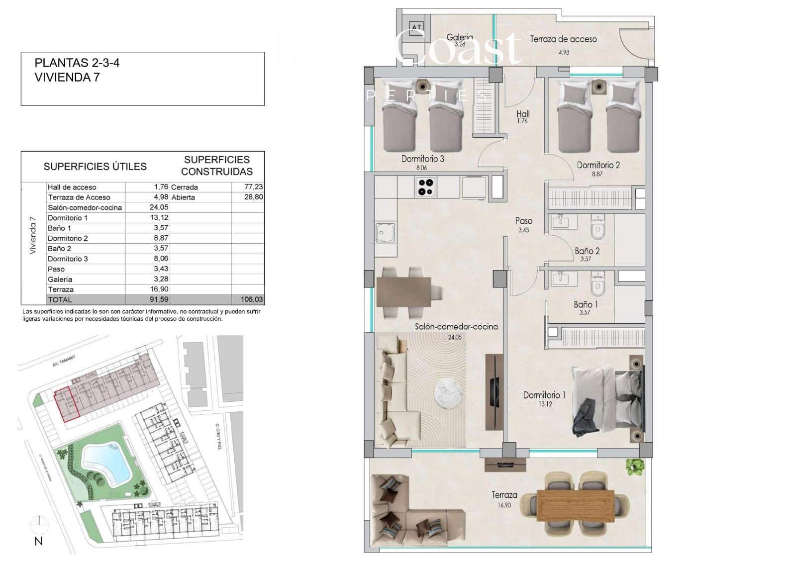 2 slaapkamer Penthouse te koop in Santa Pola met zwembad garage - € 420.000 (Ref: 8383992)