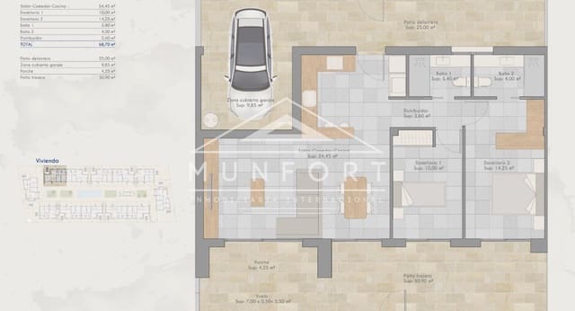 2 slaapkamer Bungalow te koop in Torre-Pacheco met zwembad - € 210.000 (Ref: 8949877)