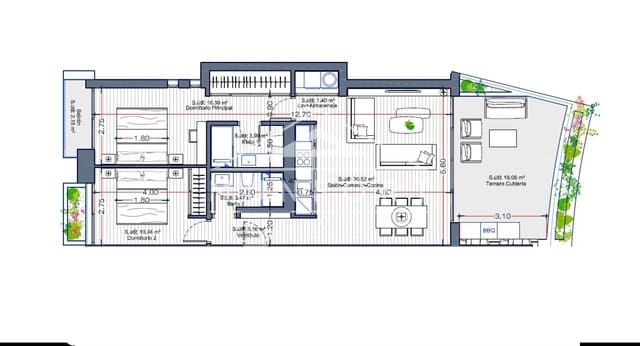 2 chambre Appartement à vendre à La Manga del Mar Menor avec piscine - 391 000 € (Ref: 9258150)