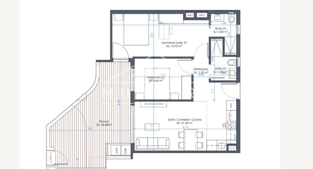 2 chambre Appartement à vendre à Zona Pueblo, Guardamar del Segura avec piscine - 290 000 € (Ref: 9262855)