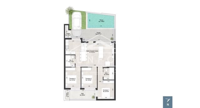 Bungalow de 3 habitaciones en San Pedro del Pinatar ciudad, San Pedro del Pinatar en venta con piscina - 409.000 € (Ref: 9270327)