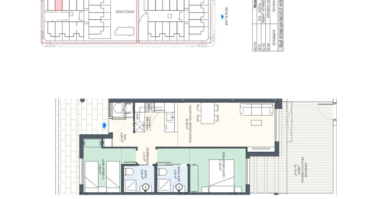 2 makuuhuone Bungalow myytävänä paikassa Torre de la Horadada mukana uima-altaan - 334 000 € (Ref: 9274160)