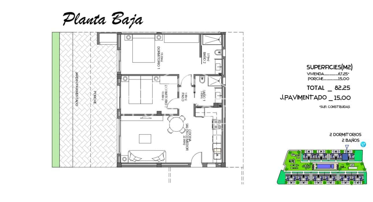 2 Zimmer Bungalow zu verkaufen in Algorfa mit Pool - 261.000 € (Ref: 9278494)