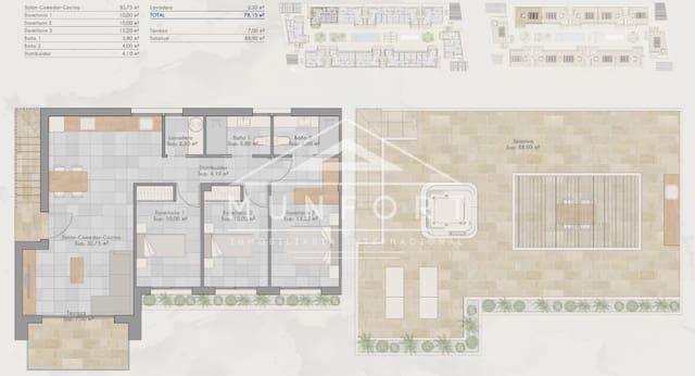 3 slaapkamer Penthouse te koop in Torre-Pacheco met zwembad - € 240.000 (Ref: 9278501)