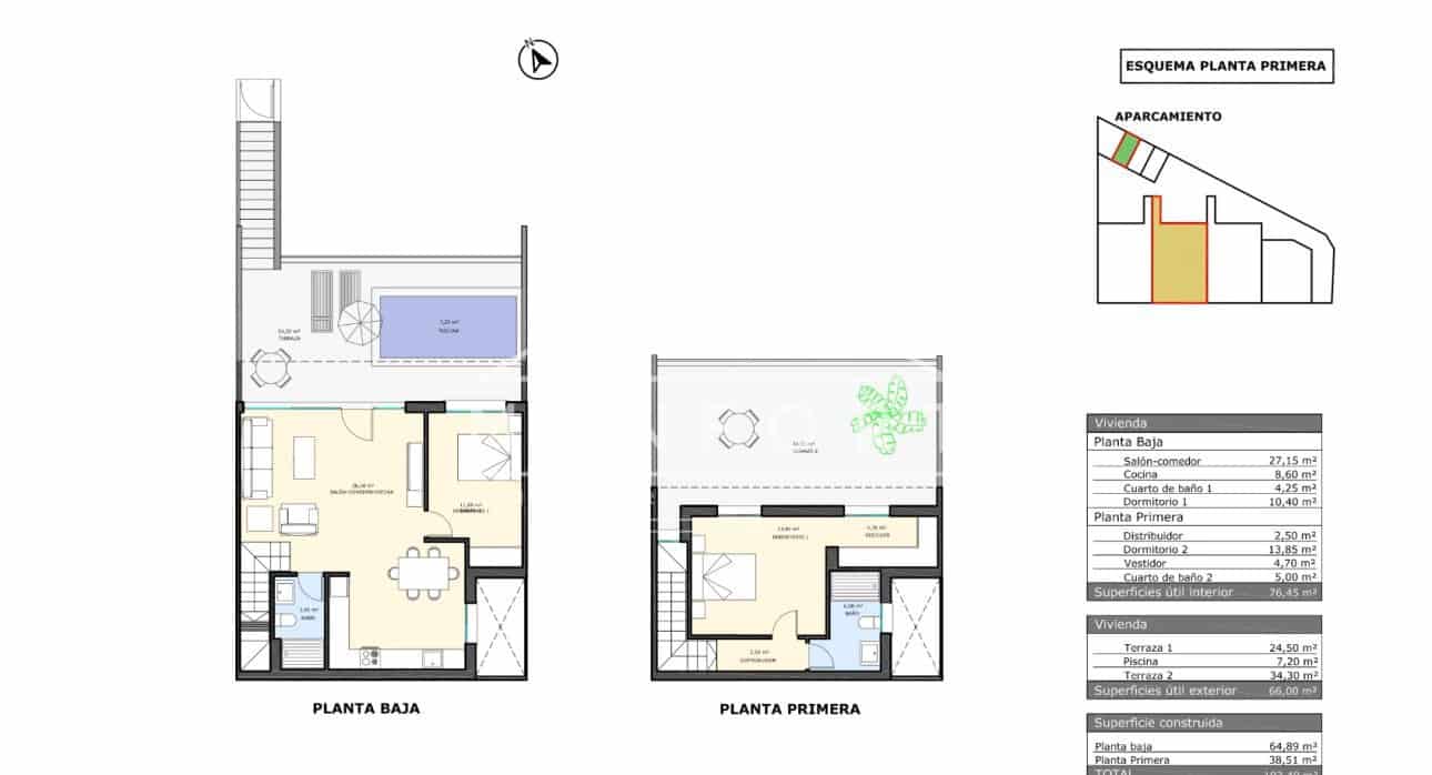 Bungalow de 2 habitaciones en Pilar de la Horadada en venta con piscina - 329.900 € (Ref: 9278741)