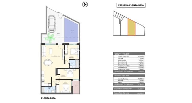 Bungalow de 3 habitaciones en Pilar de la Horadada ciudad, Pilar de la Horadada en venta con piscina - 299.900 € (Ref: 9278742)