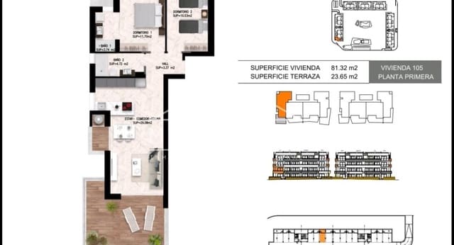 2 camera da letto Appartamento in vendita in El Chaparral - La Siesta - La Torreta, Torrevieja con piscina - 293.000 € (Rif: 9279650)