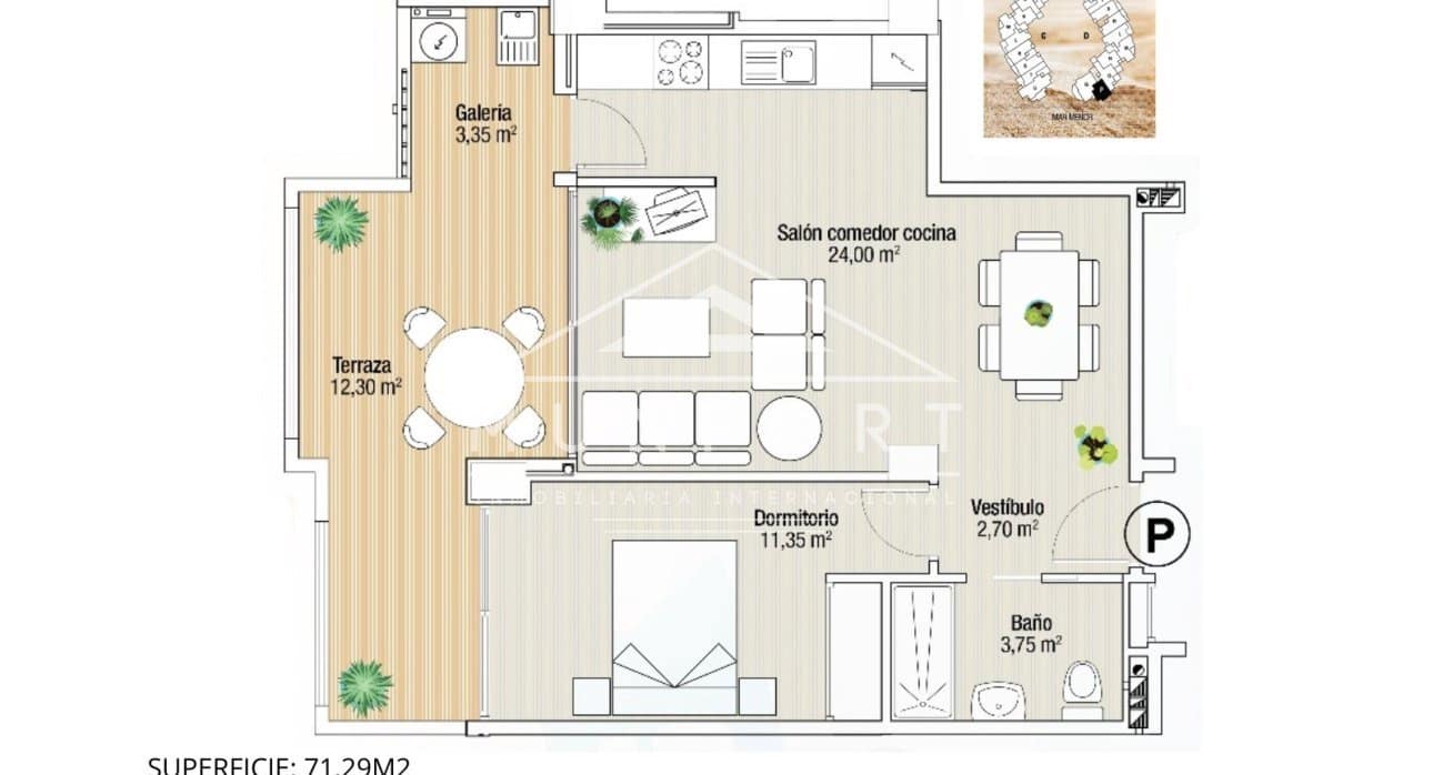 1 slaapkamer Appartement te koop in La Manga del Mar Menor met zwembad - € 225.000 (Ref: 9340351)