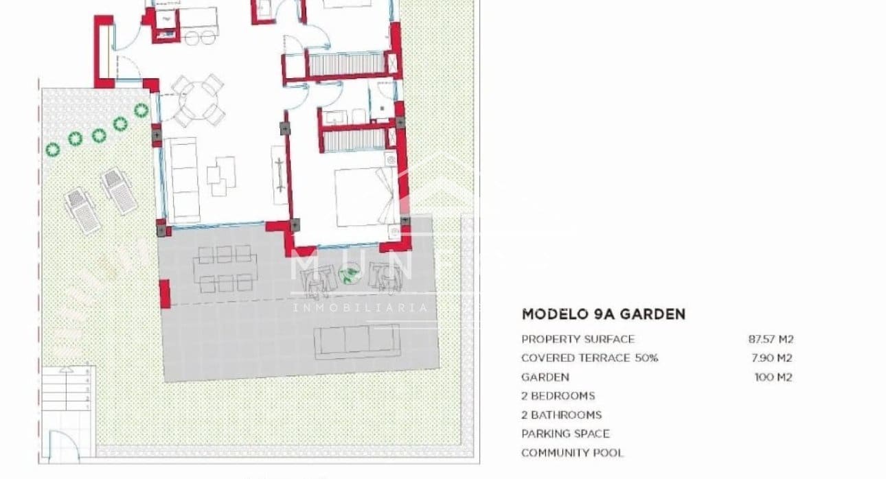 2 Zimmer Apartment zu verkaufen in Los Alcazares mit Pool - 339.000 € (Ref: 9388530)