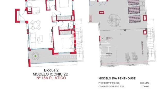 3 chambre Penthouse à vendre à Los Narejos, Los Alcázares avec piscine - 465 000 € (Ref: 9388532)