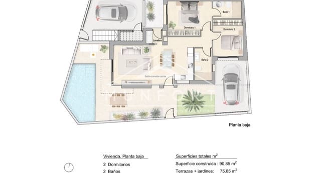 2 bedroom Bungalow for sale in Pilar de la Horadada ciudad, Pilar de la Horadada with pool - € 359,000 (Ref: 9468948)