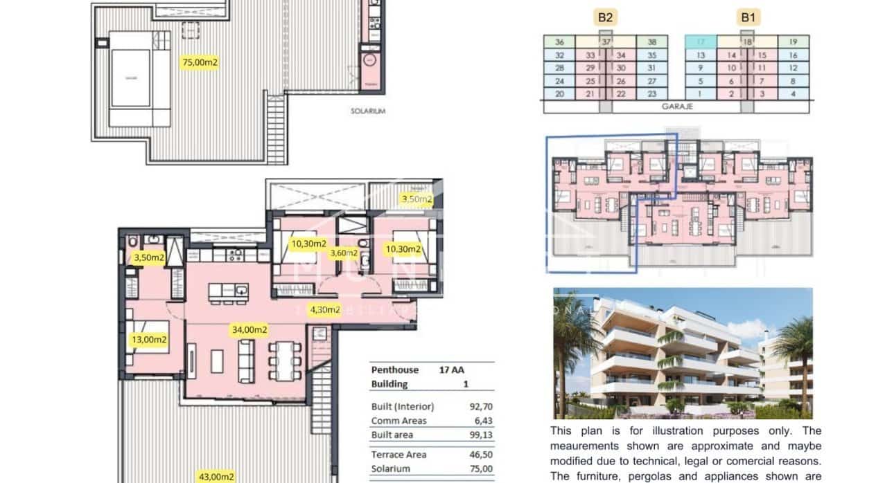 3 bedroom Penthouse for sale in Torre-Pacheco with pool - € 595,000 (Ref: 9484958)