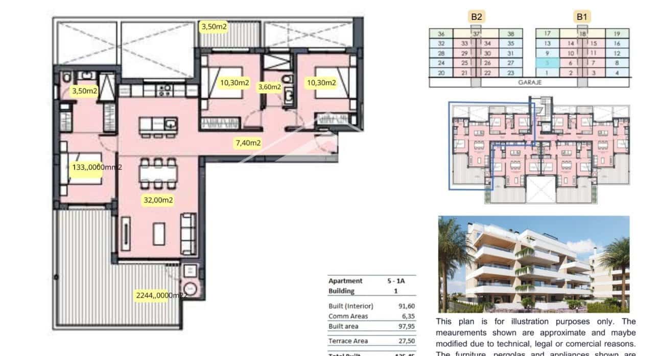 3 slaapkamer Appartement te koop in Torre-Pacheco met zwembad - € 330.000 (Ref: 9484959)