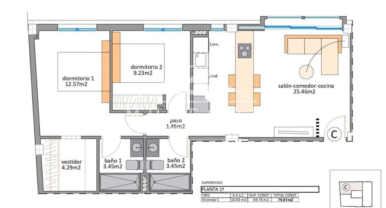 2 soveværelse Lejlighed til salg i Lo Pagan med swimmingpool - € 208.900 (Ref: 9506299)