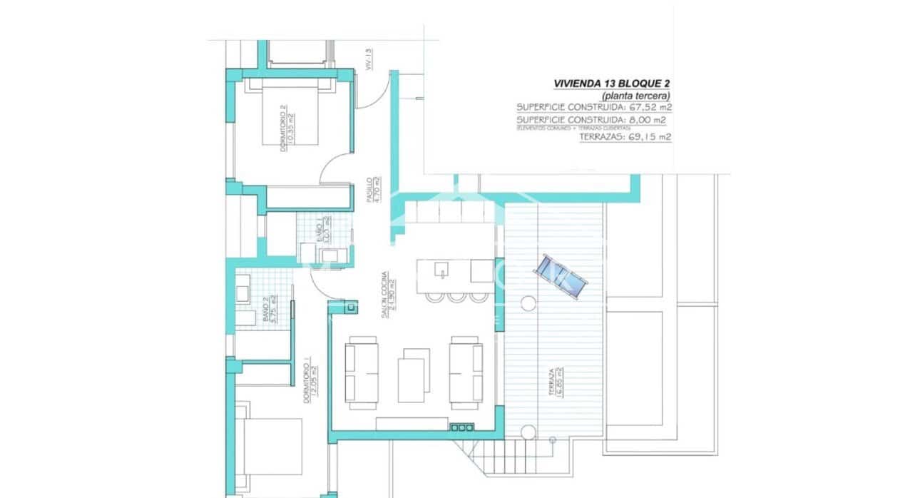 2 soveværelse Penthouse til salg i Torre-Pacheco med swimmingpool - € 388.900 (Ref: 9554258)