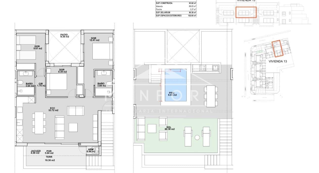 3 sovrum Bungalow till salu i Pilar de la Horadada med pool - 284 900 € (Ref: 9656999)