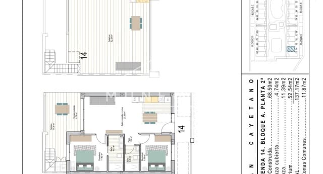 2 quarto Penthouse para venda em San Cayetano, Torre-Pacheco com piscina - 277 900 € (Ref: 9665187)