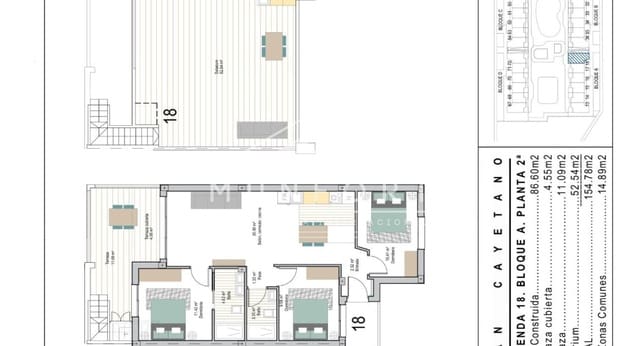 3 sypialnia Penthouse na sprzedaż w San Cayetano, Torre-Pacheco z basenem - 296 900 € (Ref: 9665190)