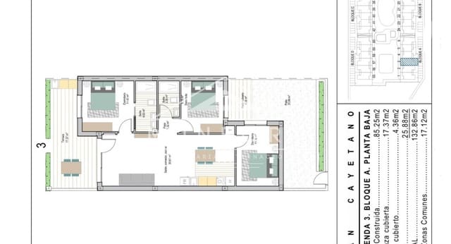 3 quarto Apartamento para venda em San Cayetano, Torre-Pacheco com piscina - 263 900 € (Ref: 9665192)