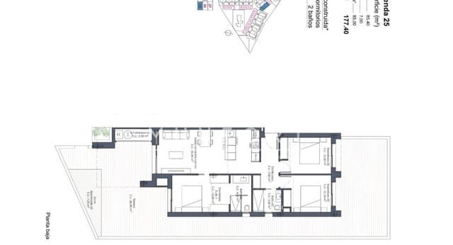 3 chambre Appartement à vendre à Las Lomas de Rame - Bahía Bella, Los Alcázares avec piscine - 369 000 € (Ref: 9672721)