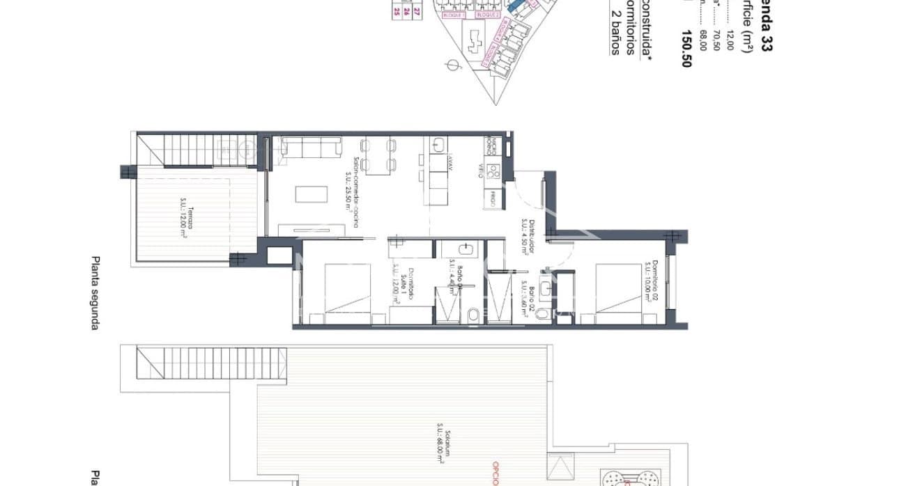 2 soveværelse Penthouse til salg i Los Alcazares med swimmingpool - € 394.000 (Ref: 9676473)