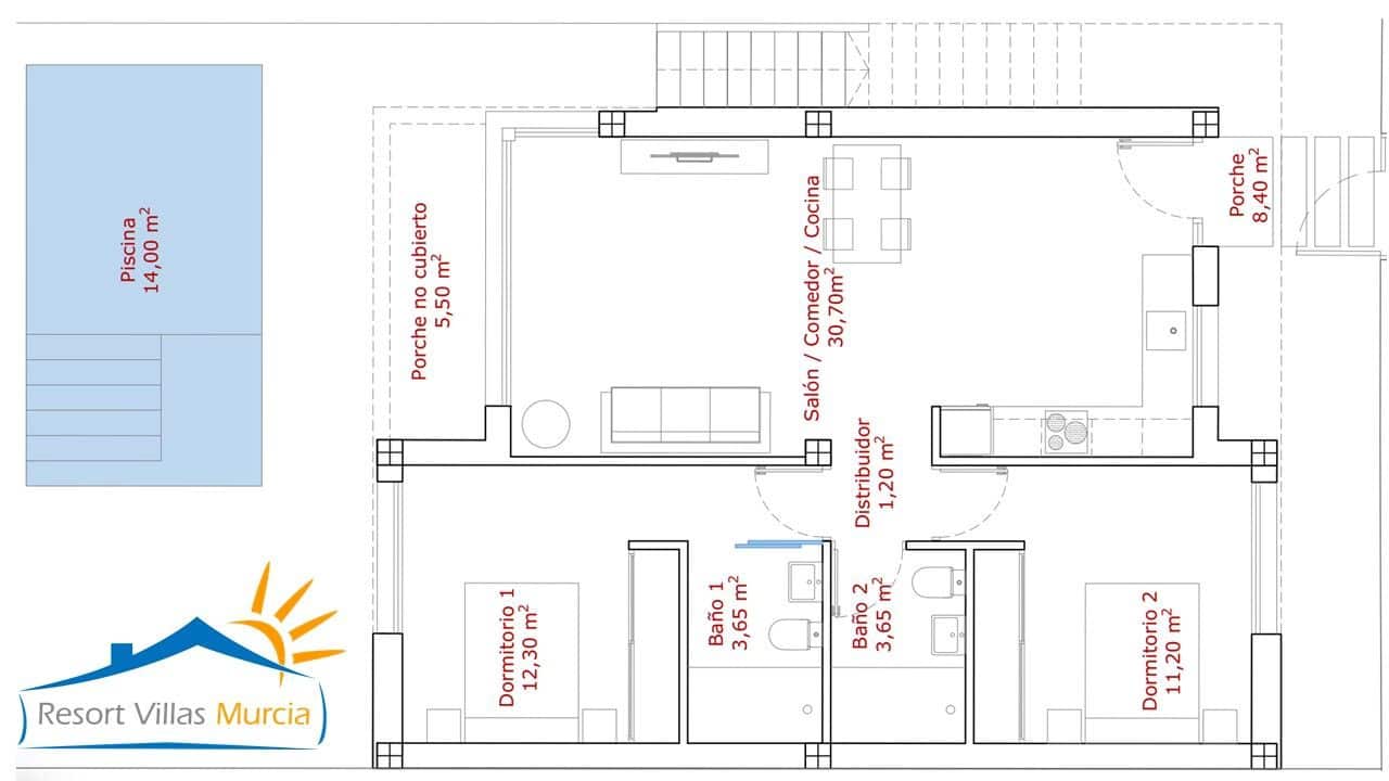 2 bedroom Villa for sale in Hacienda del Alamo with pool garage - € 310,000 (Ref: 9832895)