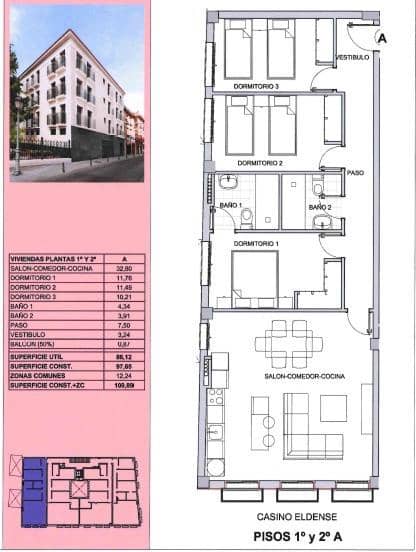 3 chambre Appartement à vendre à Elda avec garage - 222 000 € (Ref: 9001281)