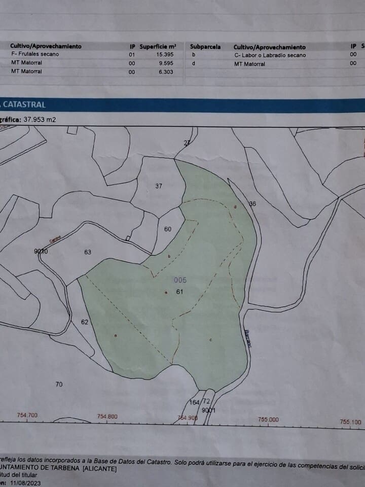 Tontti myytävänä paikassa Tarbena - 140 000 € (Ref: 9802609)