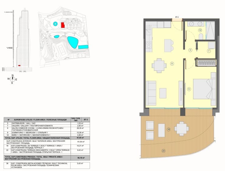 1 soverom Leilighet til salgs i Benidorm med svømmebasseng garasje - € 530 000 (Ref: 9458071)