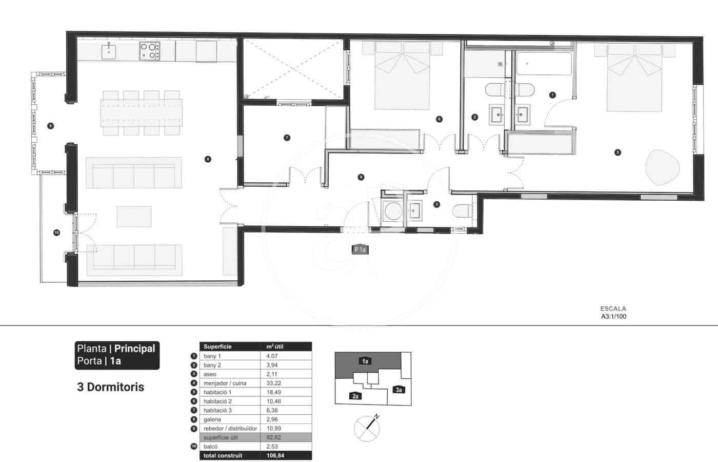 Apartamento de 2 habitaciones en Barcelona ciudad en alquiler - 2.990 € (Ref: 10011488)