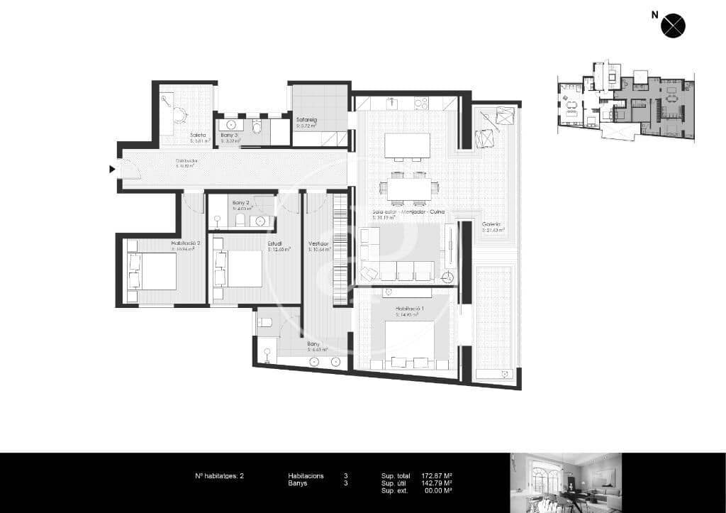 3 makuuhuone Huoneisto myytävänä paikassa Barcelona kaupunki - 1 590 000 € (Ref: 8560397)