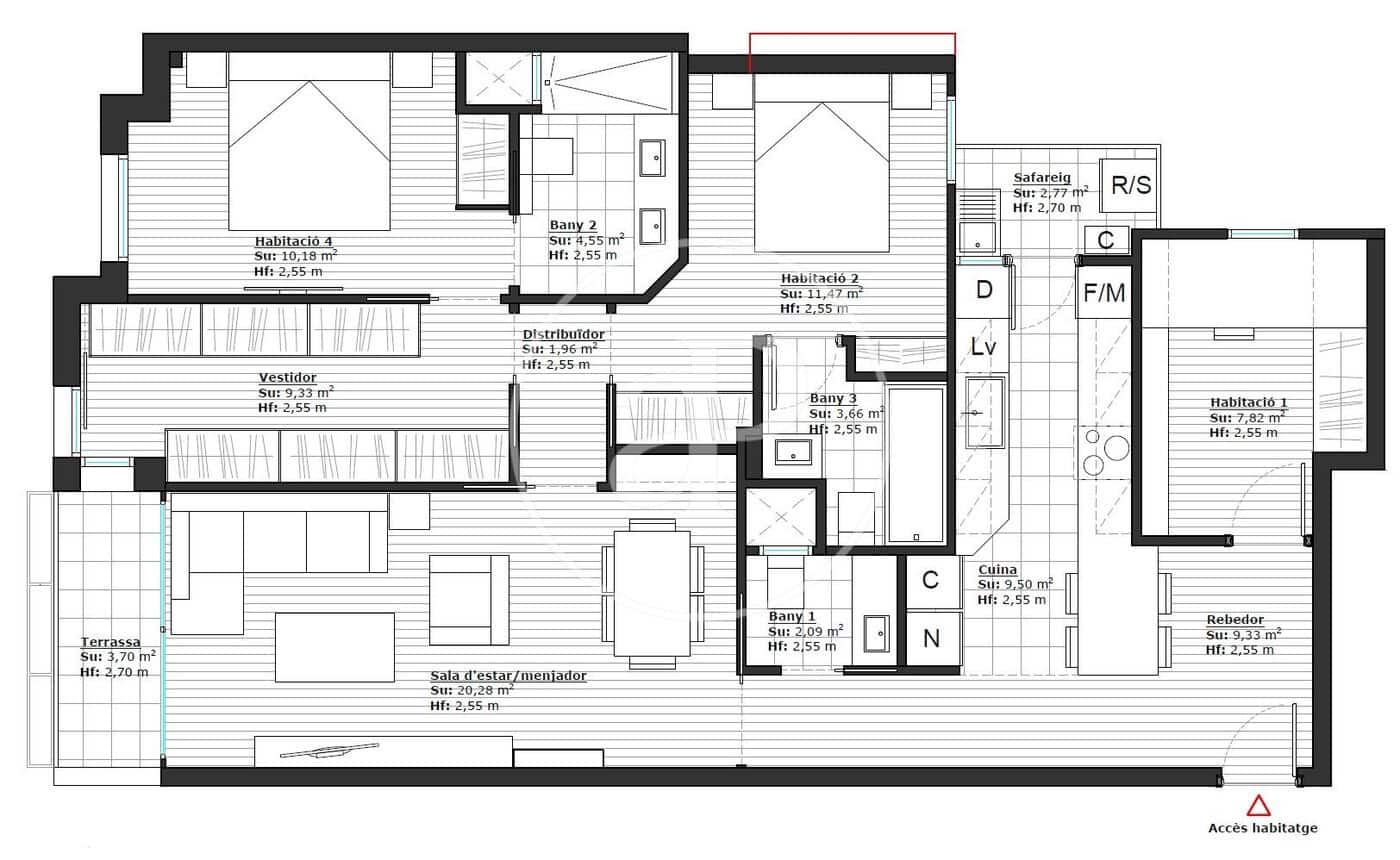 3 quarto Apartamento para venda em Barcelona cidade - 950 000 € (Ref: 8809815)