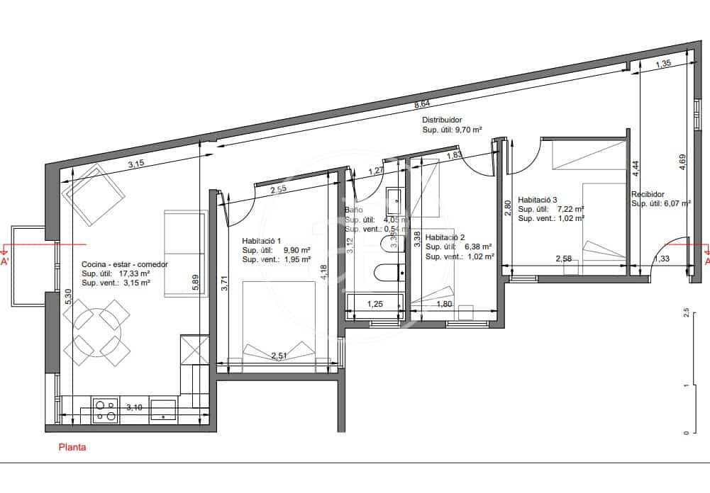 Apartamento de 3 habitaciones en Barcelona ciudad en venta - 359.000 € (Ref: 8874688)