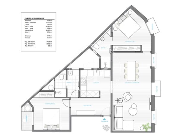 2 soveværelse Lejlighed til salg i L'Antiga Esquerra de L'Eixample, Barcelona by - € 795.000 (Ref: 9532699)